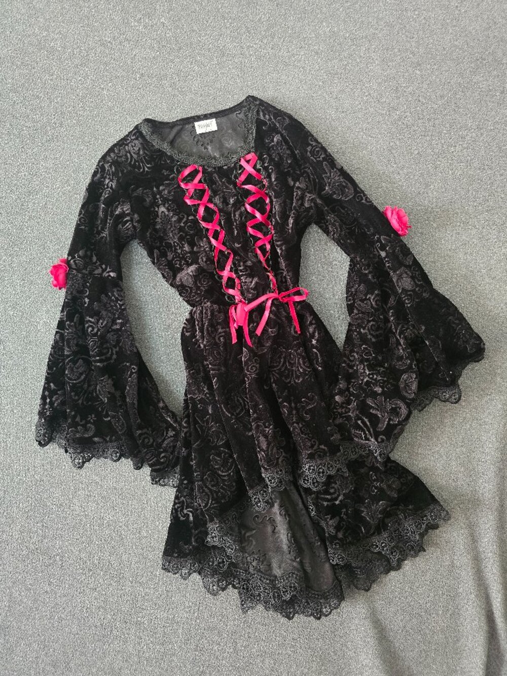 Spirit Gothic Devil Halloween Kids Costume Dress Size YS Black Victorian Velvet